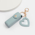 PU Leather Mirror Lip Balm Holder Keychain Lipstick Cover Lipgloss Holder Keychains Personalized Chapstick Holder