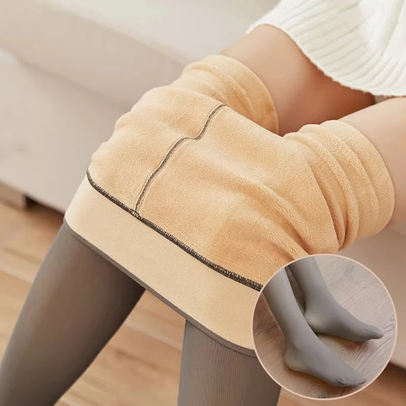 Winter Bulk Stock Leggings Woman Thick Sheer High Waist Tights Sexy Pantyhose Lined Tights Woman Micro Fleece Leggings