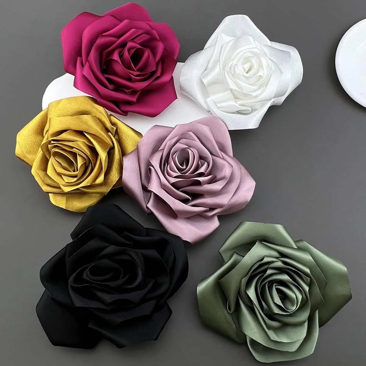 11cm French Bract Brooch Satin Fabric Handmade Dress Accessories Suit Sweater Coat Flower Brooch