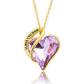 Stainless Steel "I Love You MOM" Necklace with Heart Shaped Crystal Trendy Link Chain for Mother's Day or Anniversary Gift