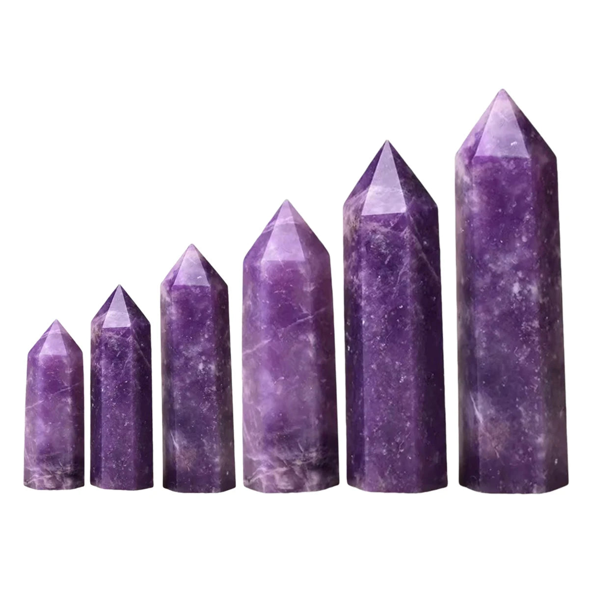 Wholesale Multi-Sized Lepidolite Stone Hexagonal Pillar Crystal Decoration Office Ornament Tower Stone Crafts DIY Gift