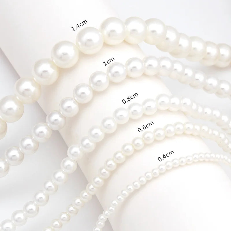 Fashion Chic Gold Plated Bohemian Faux Plastic Pearl Chocker Necklace 4mm-14mm Beads Optional