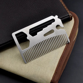 Outdoor Multifunctional Stainless Steel Caliper Knife Ruler Portable Hexagon Wrench Beard Comb Mens Hair Comb