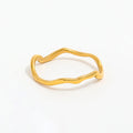 Joolim Jewelry Wholesale 18K Gold Plated Irregular Waved Stainless Steel Dainty Rings for Women Jewelry Wholesale