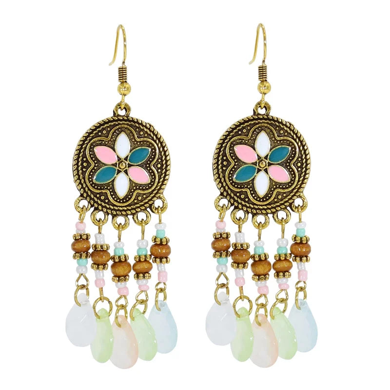 Bohemian Jewelry Miyuki Bead Earrings Retro Nepal Glass Bead Earrings Dangle Drop Pendant Tassel Beaded Earrings
