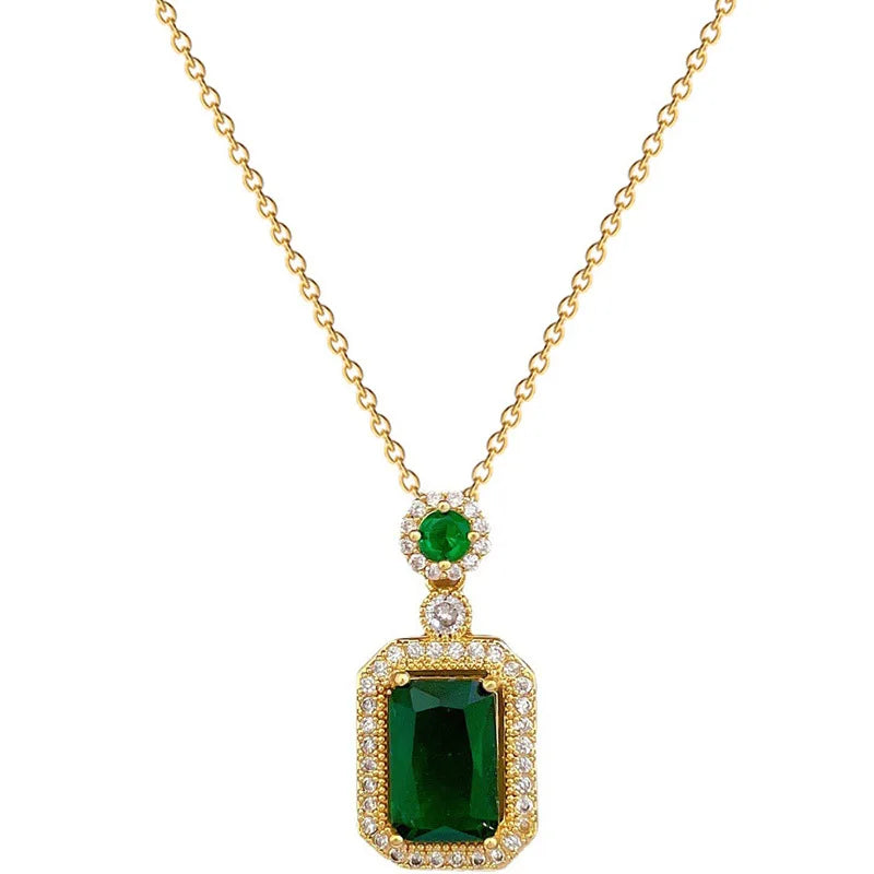 Yiwu DAICY Hot Sale Jewelry Emerald Necklace Luxury Women Earrings Necklace Set for Festival Gifts