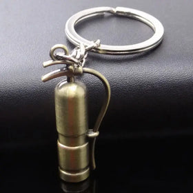 Bronze Fire Extinguisher Keychain Wholesale Custom 3D Metal Key Chains Firefighters Keychain Fire Training Creative Gift Keyring