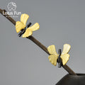 Lotus Fun Handmade Wholesale 925 Sterling Silver 18k Gold Plated Cute butterfly Wing Stud Earrings Luxury Fine Jewelry for Women