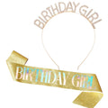 Diamond Birthday Girl Headbands Party Birthday Glitter Sash 2piece Party Hair Jewelry