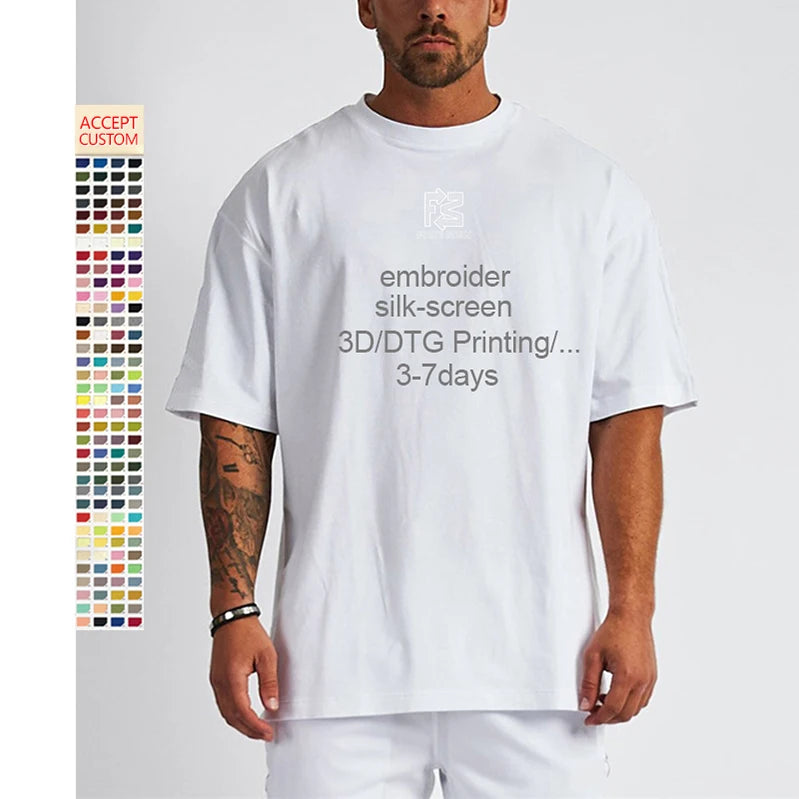 Mens Blank Cotton Tshirt Loose Drop Shoulder Design logo Oversized Custom t Shirts