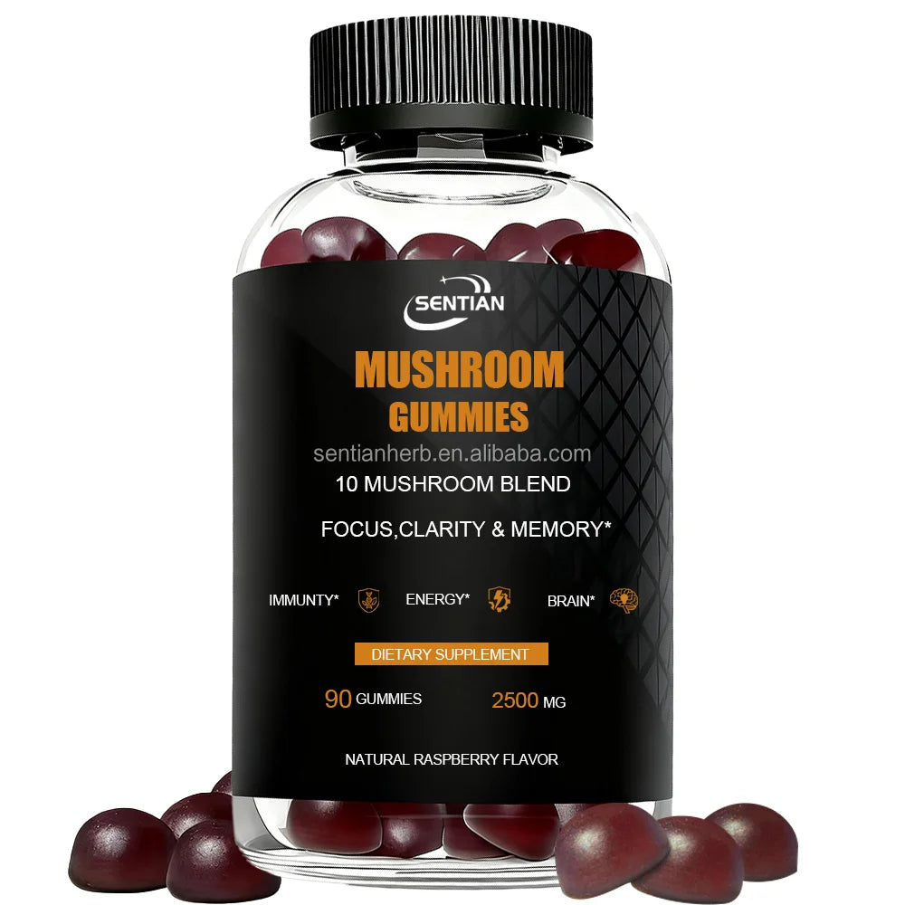 OEM ODM Vegan Cordyceps Reishi Lions Mane Chaga Mixture Edible Mushroom Gummies Brain Supplement
