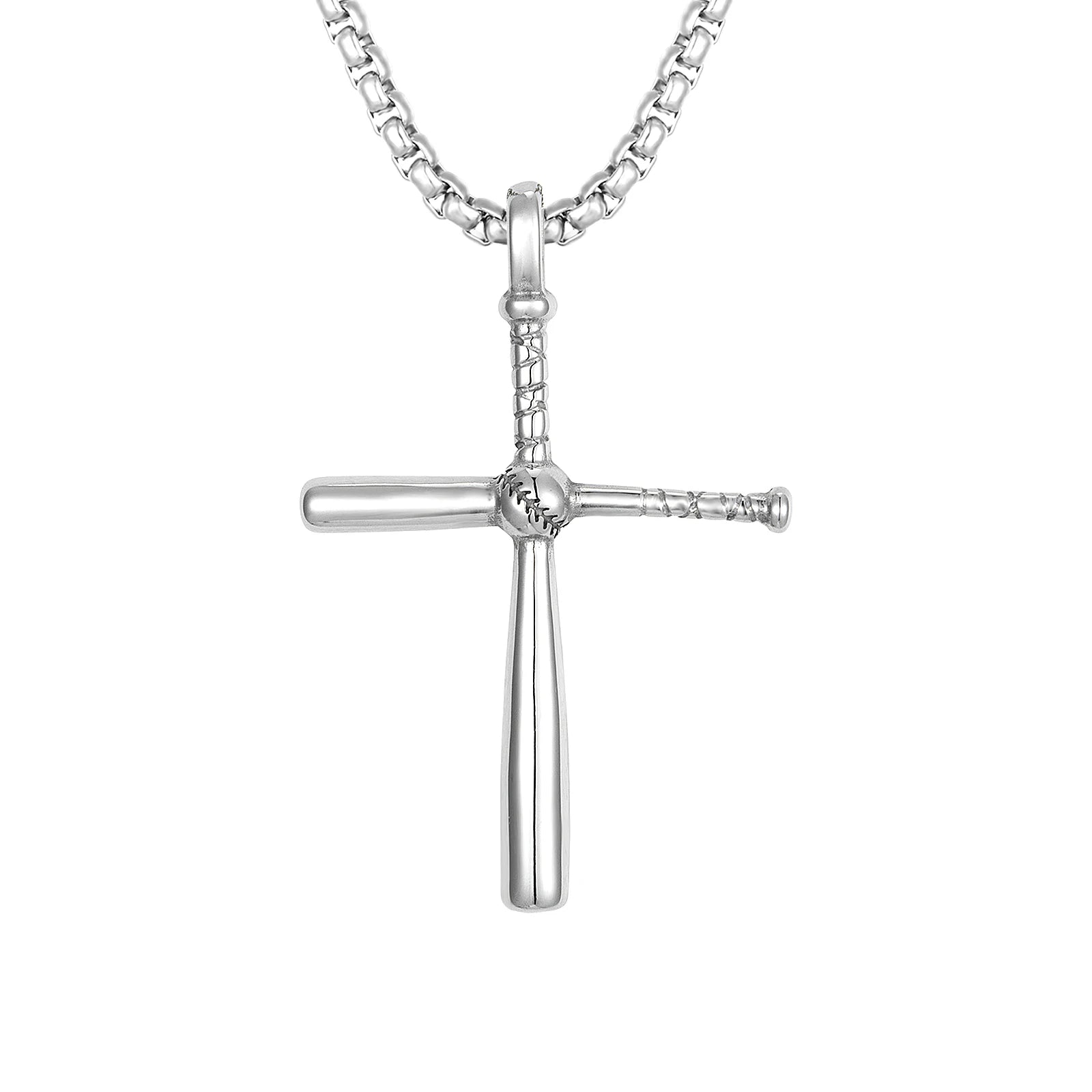 Customized Men's Jewelry Man Cross Pendant Stainless Steel Sporty Baseball Necklace for Man