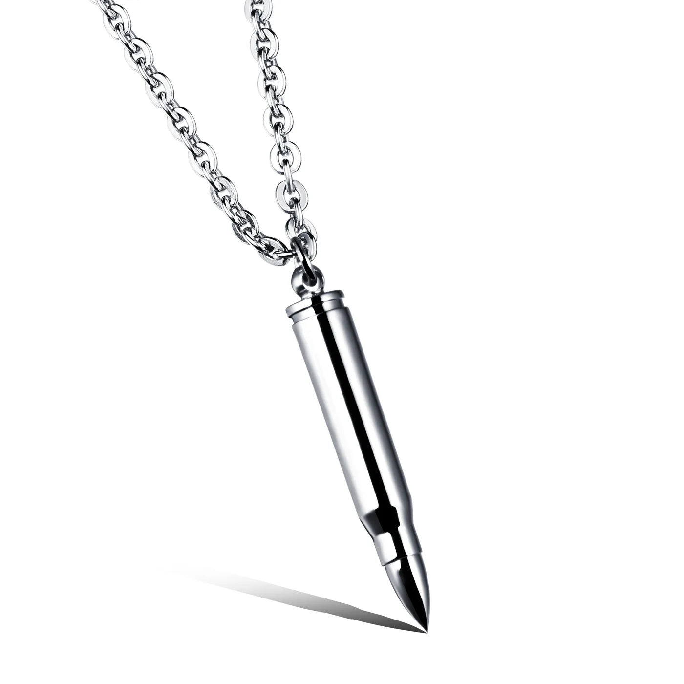 Trendy Cross-border Jewelry Bullet Head Pendant Necklace Domineering Men's Stainless Steel Necklace