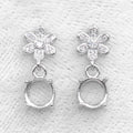 Sterling Silver 6mm/7mm Semi Mount Stud Eardrops Empty Support Blank Claw Setting S925 Base Without Center Stone for DIY Inlay