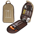 8 Piece Stainless Steel Home Kitchen Utensils Set with Plastic Hand Grip Soup Spoon Scissors Cutting Board Bag