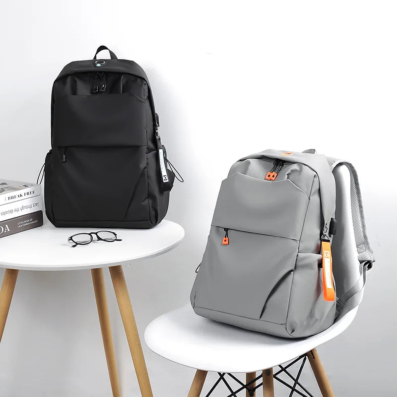 Men's Waterproof Nylon Business Leisure Backpack Large Capacity Minimalist Design for Commuting Travel Computer Use-New