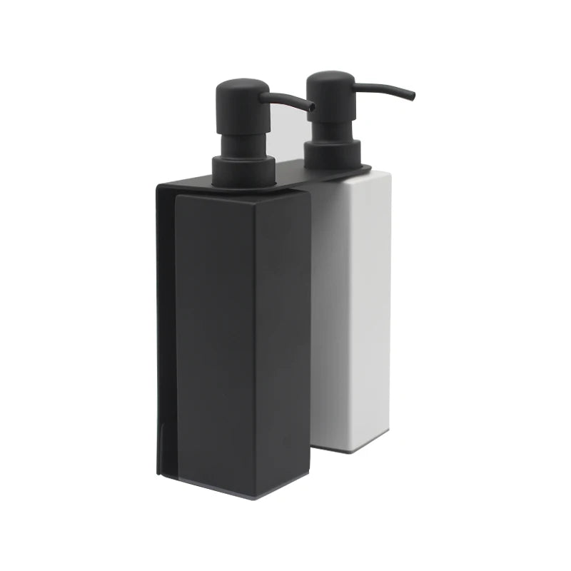 Matte Black with White Square Soap Dispenser Stainless Steel Holder  Double for Bathroom and Kitchen