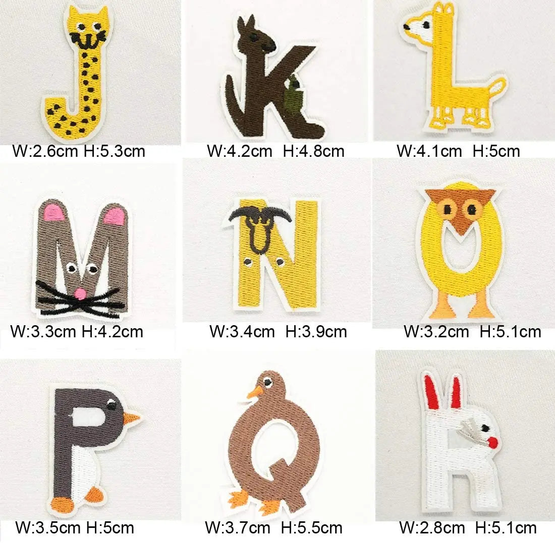 Wholesale Custom DIY Embroidered Animal Letters Patch Sew-On Style for Ironing Clothing for Canvas Fabric PVC Plastic Backing