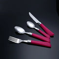 24PC Stainless Steel Tableware Set Hotel New Leather Handle Knife Fork and Spoon