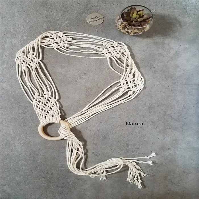 2022 New Customized Boho Macrame Belt Womens Macrame Belt Hippie Belt W1295