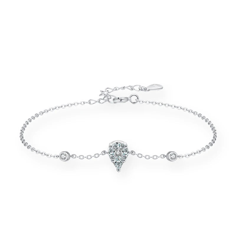 SL1635 925 Sterling Silver Simple Fashion Drop Sparkling Zirconia Link Chain Bracelet for Women Wedding Engagement Jewelry Gift