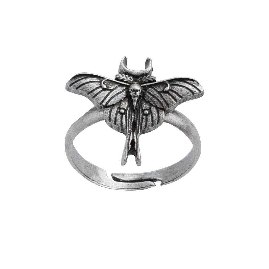 Hot Selling Dead Head Mini Cute Wicca Talisman Jewelry Gothic Vintage Death Moth Ring