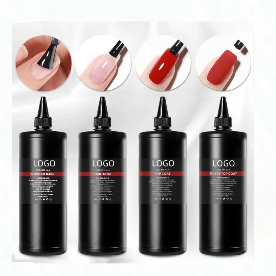 2026 Long-Lasting Gel Polish Top Coat Base Nail China Wholesale 1 KG Bulk for OEM Private Label UV Matte Finish for Nail Art