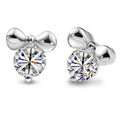 Real 925 Sterling Silver Rabbit Zircon Stud Earrings for Women Girls Fashion Sterling-silver-jewelry Brincos Cute Earrings