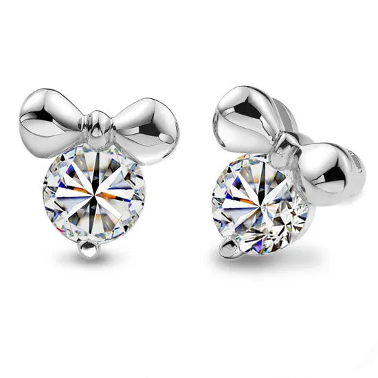 Real 925 Sterling Silver Rabbit Zircon Stud Earrings for Women Girls Fashion Sterling-silver-jewelry Brincos Cute Earrings