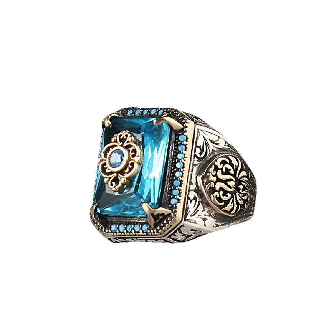 Experience Timeless Elegance With the Vintage Famous Style Aquamarine Zirconia Ring Delicate Texture and Exquisite Craftsmanship