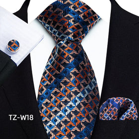Shengzhou OEM Custom Polyester Tie Silk Set Mens Neck Tie Set and Pocket Square Wedding Tie Gifting Set for Men