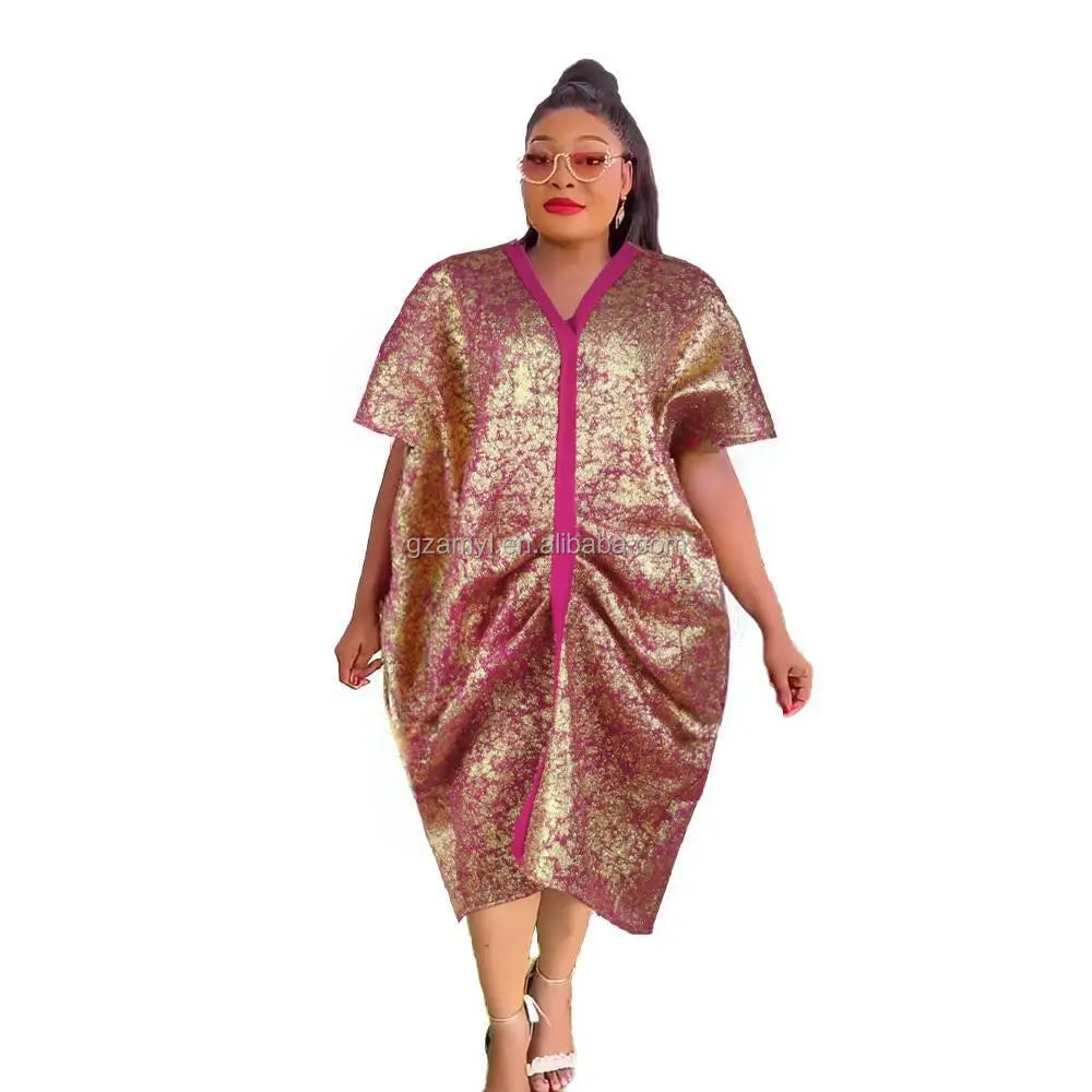 New Arrival African Kitenge Dress Designs Mesh Gauze Two Piece African Dress Gilding East African Clothing