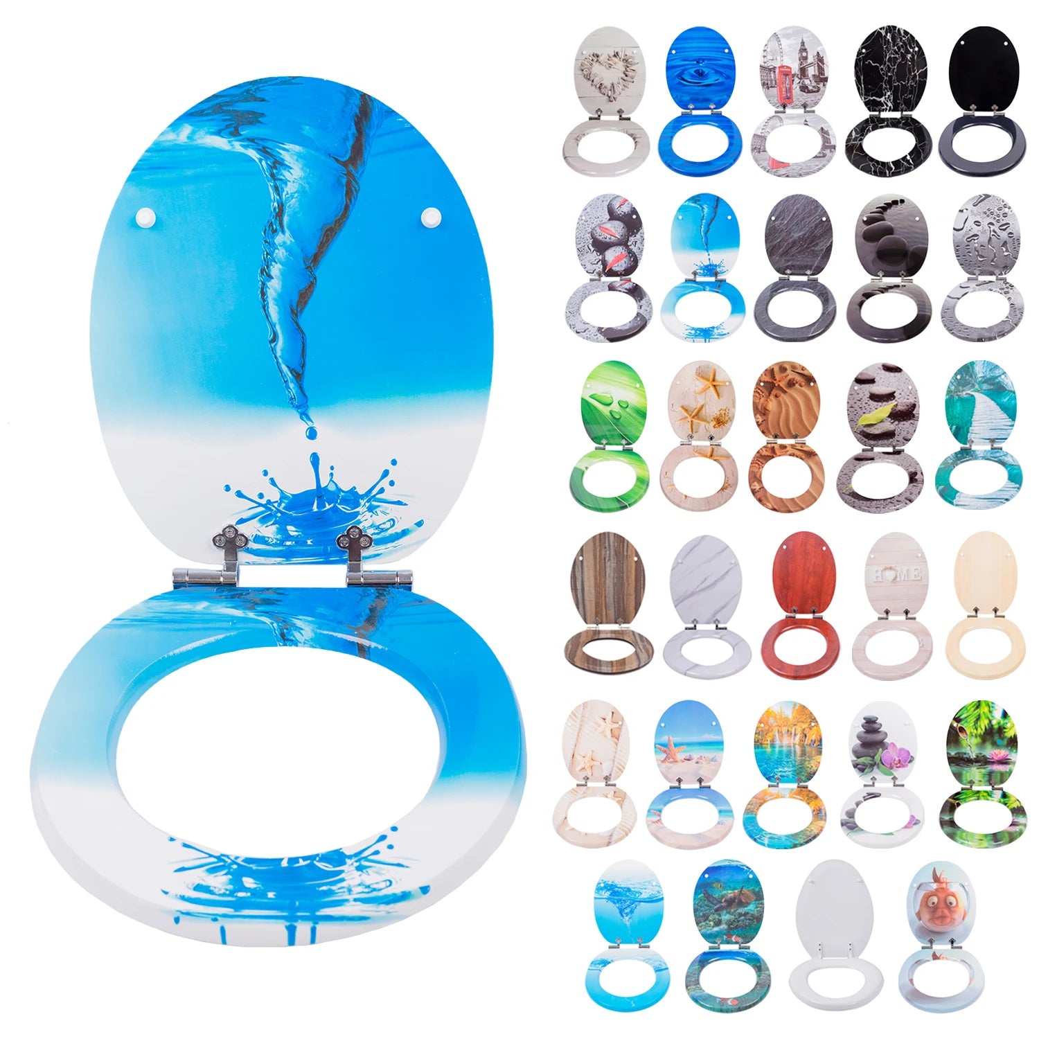 Soft Close Slow-Close Closed Front MDF PVC Foil Toilet Seat Cover Lid Zinc Alloy Hinges 1 Year Warranty Bathroom WC Accessories