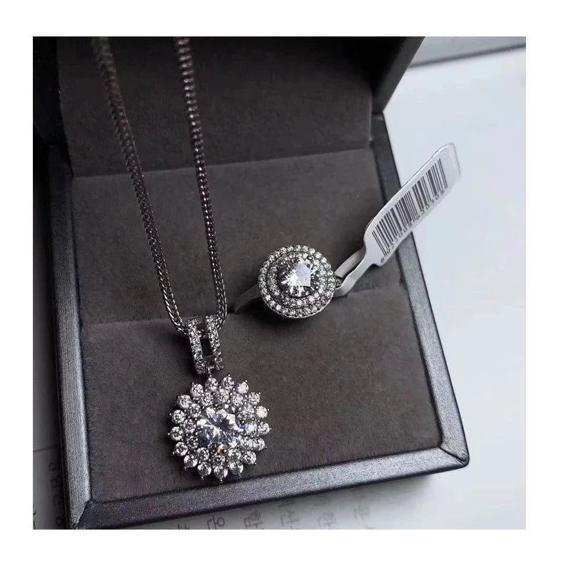 New Design 1 Carat Round Brilliant Cut Moissanite Necklace Jewelry Sets for Women