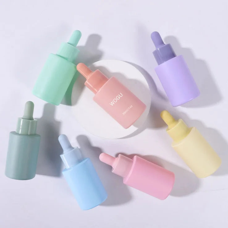 Custom Print logo Free Sample Cosmetic Packaging 30ml 1oz Skincare Essential Oil Dropper Glass Bottle