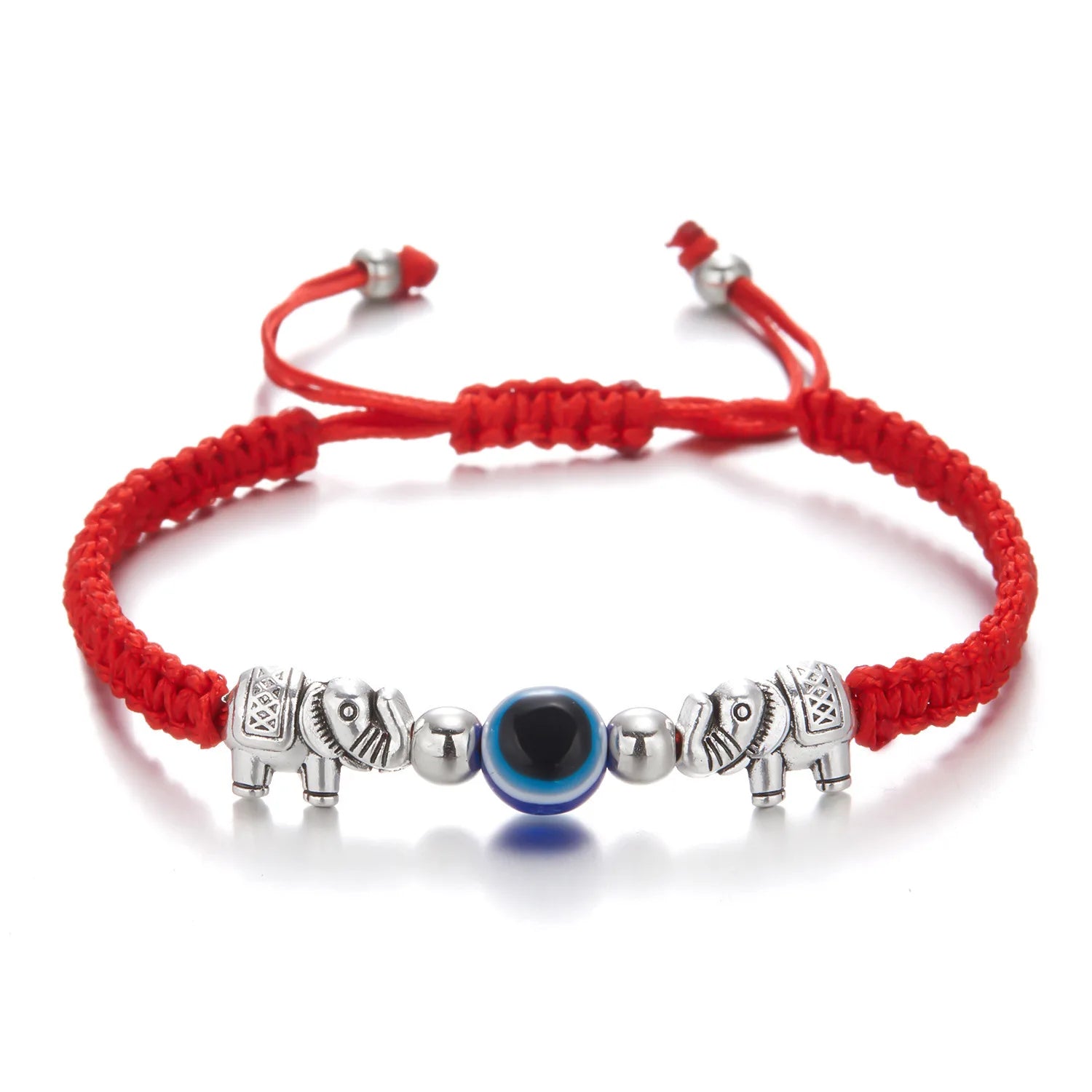 Colorful Rope Cord Bracelets Red Blue Black With Two Elephant Woven Bracelet String Adjustable Bracelets for Women