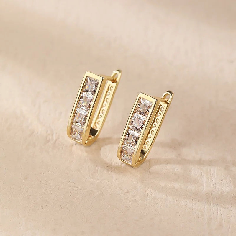 Joyeria Trendy 18K Laminated Gold Plated Brass Hoop Earrings With Cubic Zirconia for Wholesale Earrings Women
