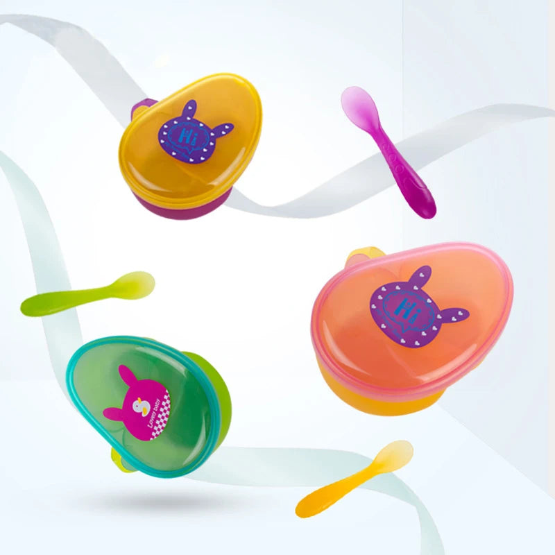 PP Children's Tableware Set Baby Feeding Bowl with Division Spoon Maternal Infant Supplies Protective Food Mat