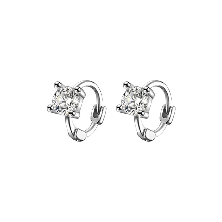 Wholesale 925 Sterling Silver Contracted Zircon Hoop Earrings for Women Jewelry 2022