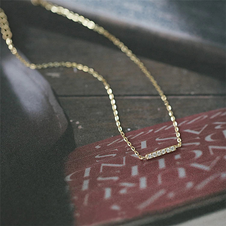 Minimalist Sterling Silver Gold Plating Ladies Simple Zircon Chain Bracelet