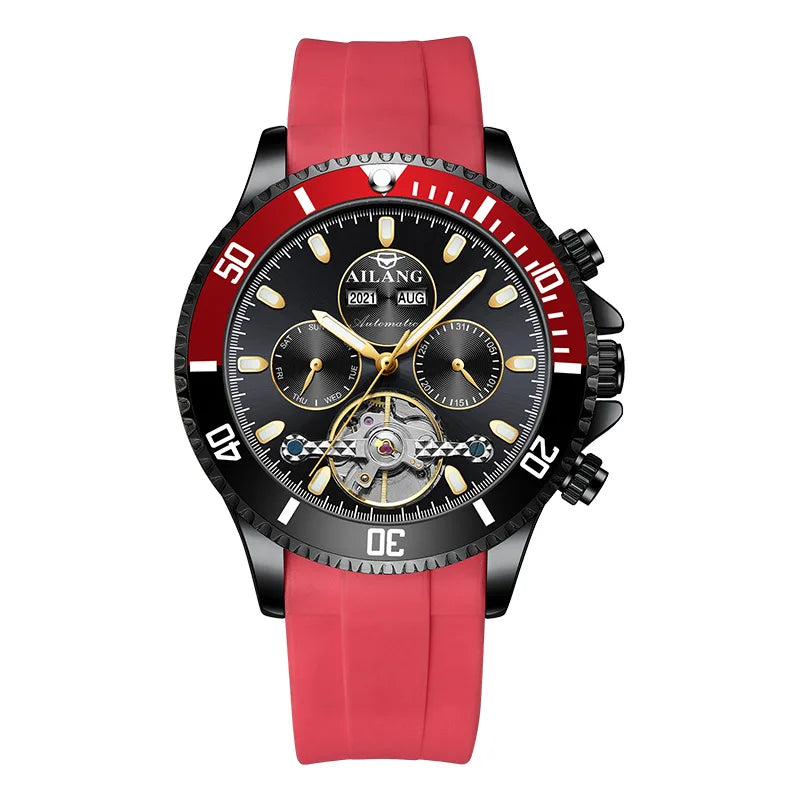 AILANG Casual Brand Automatic Winding Mechanical Tourbillon Luxury Wrist Watch Waterproof Fashion Luminous Watch for Men