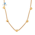 2024 Trend Unisex PVD Gold Plated Stainless Steel Choker Vintage Link Chain Necklace Dainty Heart Charm Tarnish-Free Parties