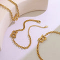 Punk Stainless Steel Jewelry Plated 18k Gold Chain Charm Bracelet Tanish Free Trendy Bamboo Initial Letter Chain Link Bracelet
