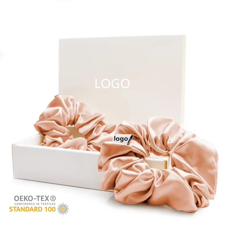 Custom Private Label 100% Pure Mulberry Silk Scrunchies Set Bulk Hair Accessories Satin Silk Hair Scrunchies