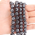 AsVrai U Natural AA+ Black Hematite Stone Druzy Loose Spacer Beads for Jewelry Making Bracelet Handmade 15''