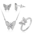 POLIVA Jewelry Sets Bridal Gold Jewelry Necklace Set 925 Sterling Silver Aaa Cubic Zirconia Elegant Indian Butterfly White 8.6 G