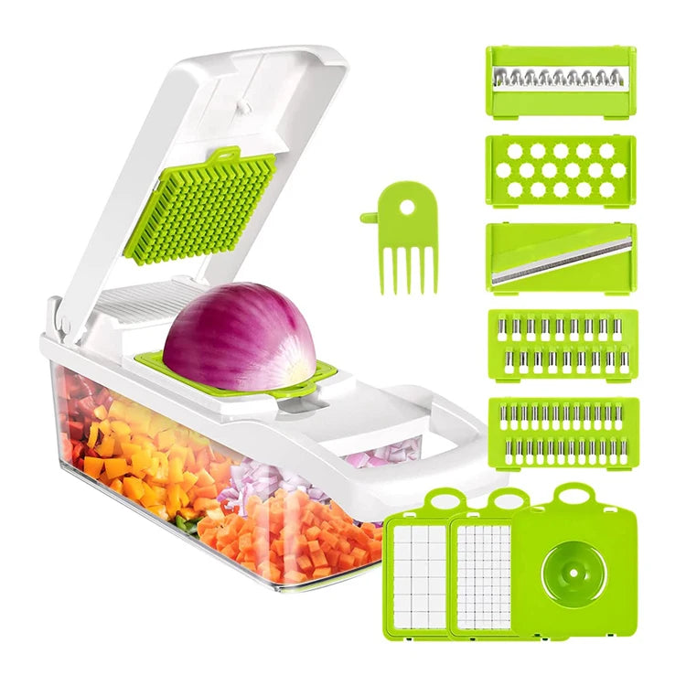 Hot Selling 15 in 1 Hand Held Multifunctional Onion Cutter Fruits Slicer Potatoes Peeler Manual Vegetable Chopper