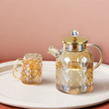 Multi-Purpose Large Volume Glass Pitcher Heat Resistant Borosilicate Amber Coffee Tea Pot with Steel Lid 1000 1500 1800ml