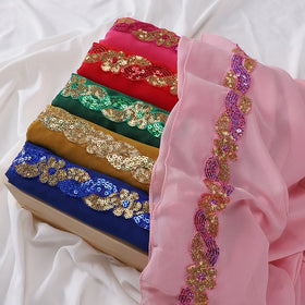 HZW-24015 Fashion Solid Color Pearl Chiffon Hijab Scarves & Shawls Wholesale Colorful Crystal Muslim Scarf Women Hijab