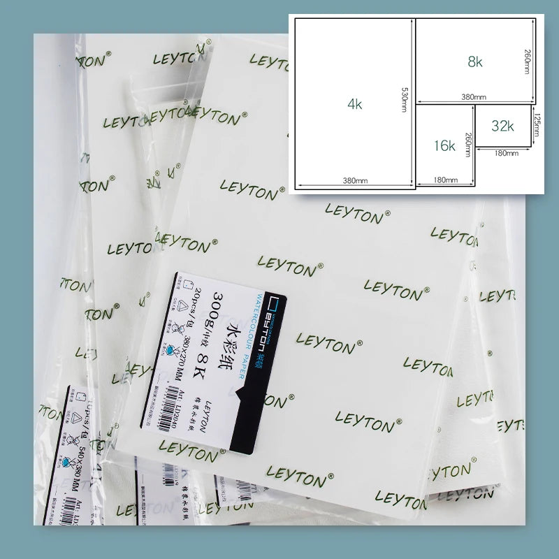Leyton Watercolor Lover 300G Watercolor Pad LD3825 Rough Texture 16K 27*19.5 cm 100% Cotton Painting 20 Sheets/Pack